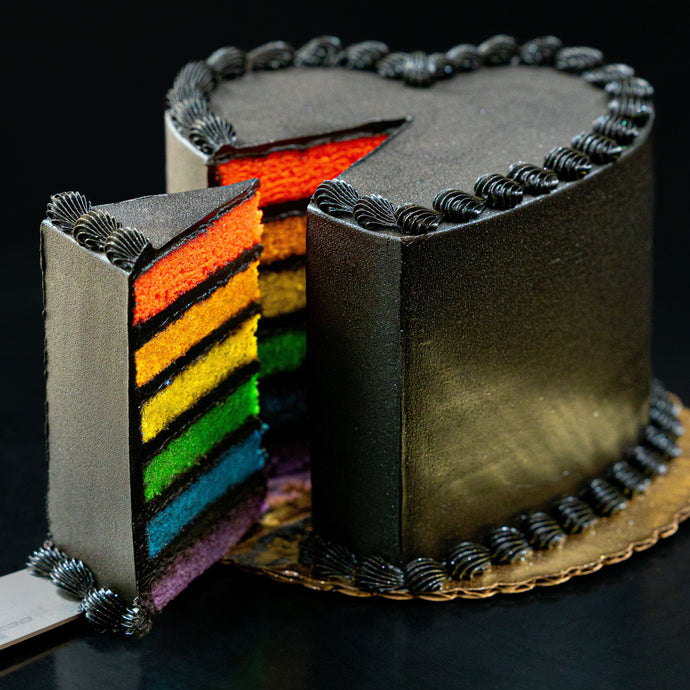 Goth Rainbow Heart Cake