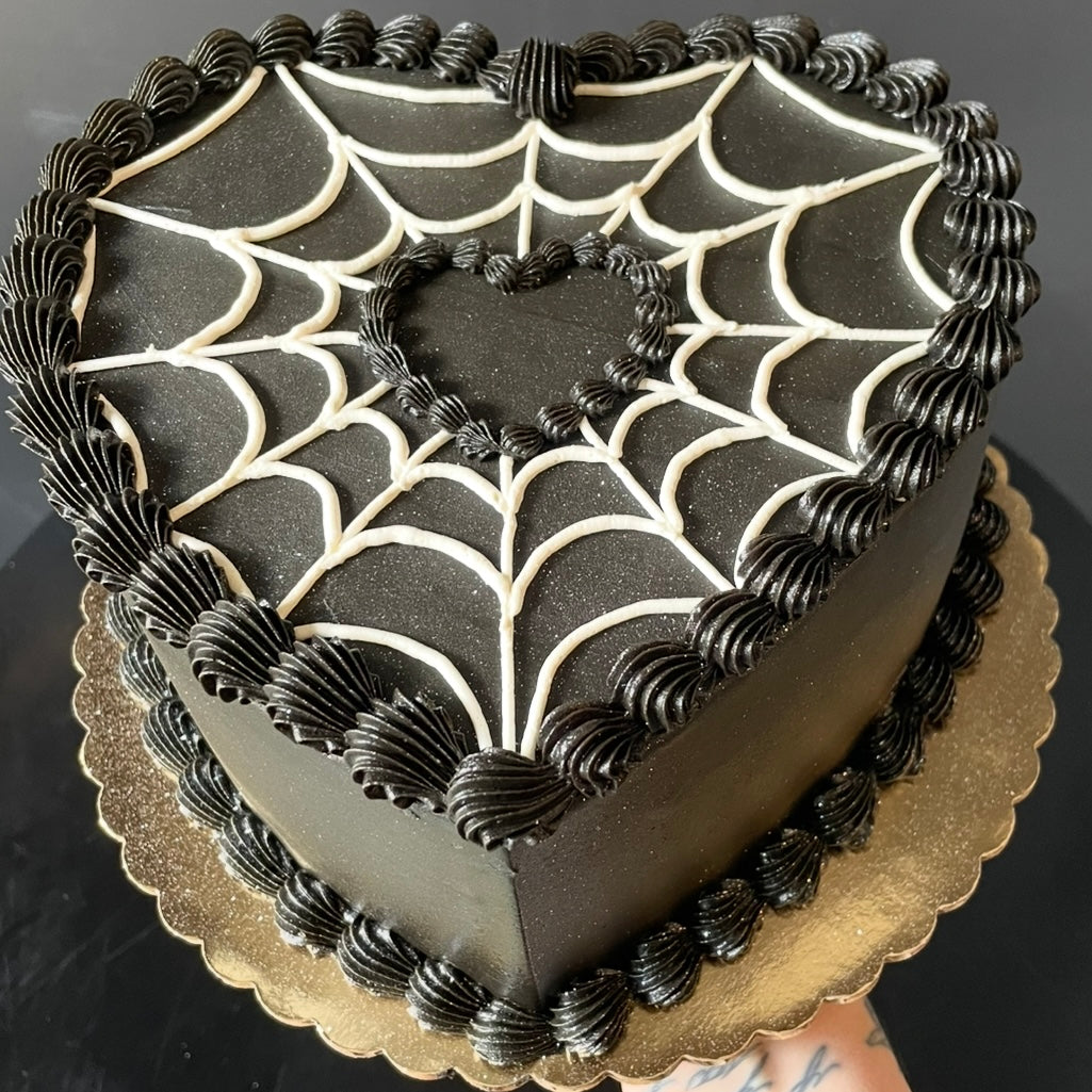 Spider Web Heart Cake