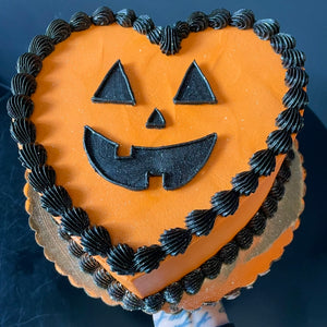 Jack-O-Lantern Heart Cake