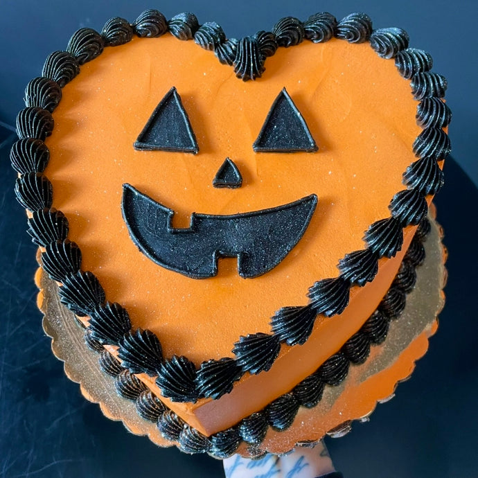 Jack-O-Lantern Heart Cake