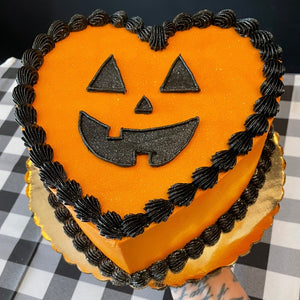 Jack-O-Lantern Heart Cake