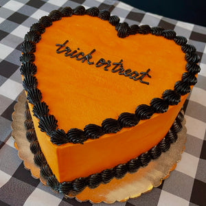 Orange & Black Heart Cake