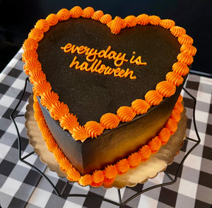 Black & Orange Heart Cake