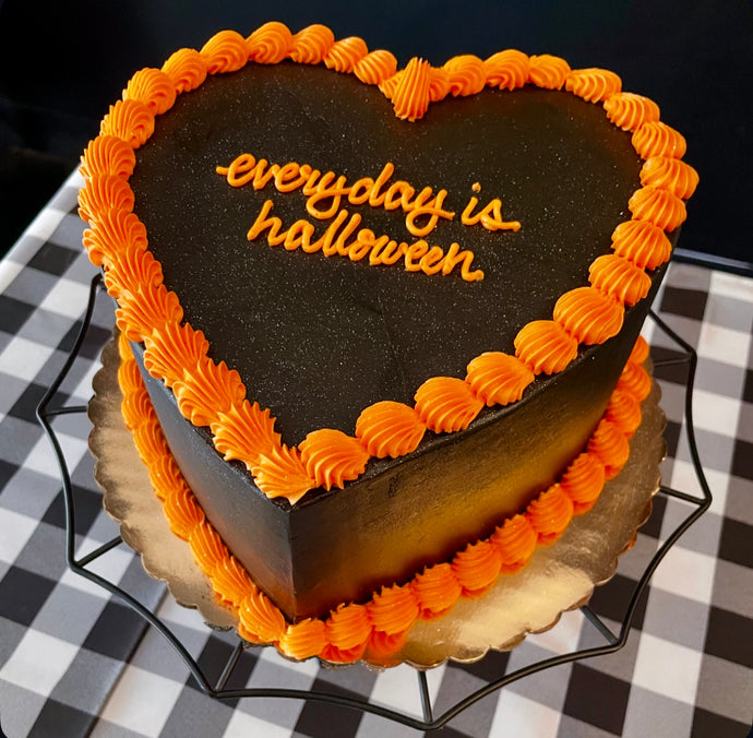 Black & Orange Heart Cake