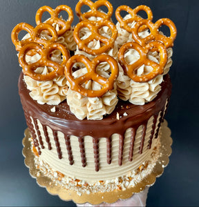 Chocolate Peanut Butter Pretzel Cake