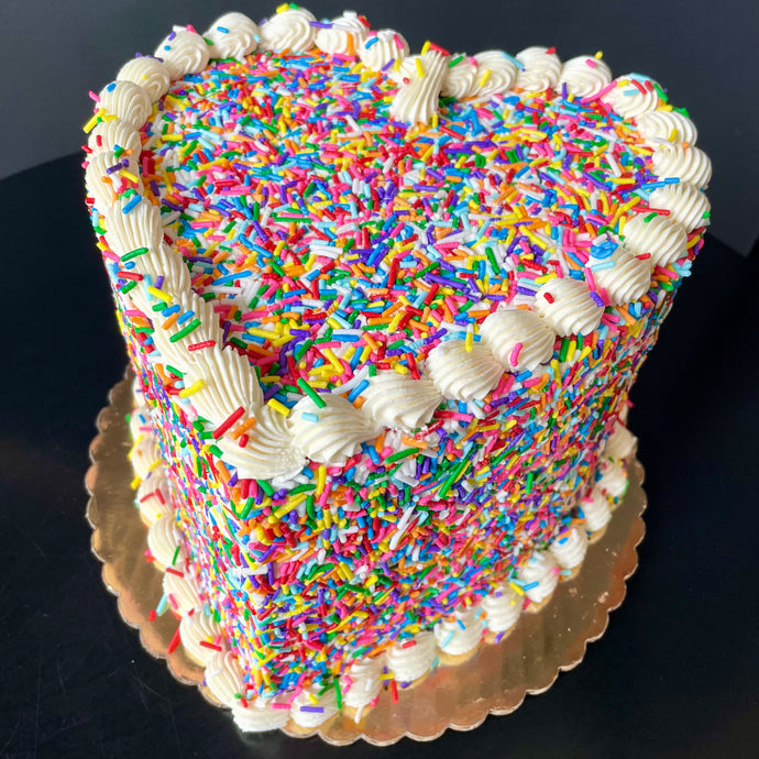 Rainbow Sprinkle Heart Cake