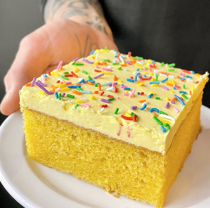 Lemon Sheet Cake Slice