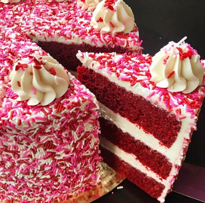 Red Velvet Sprinkle Cake SLICE!